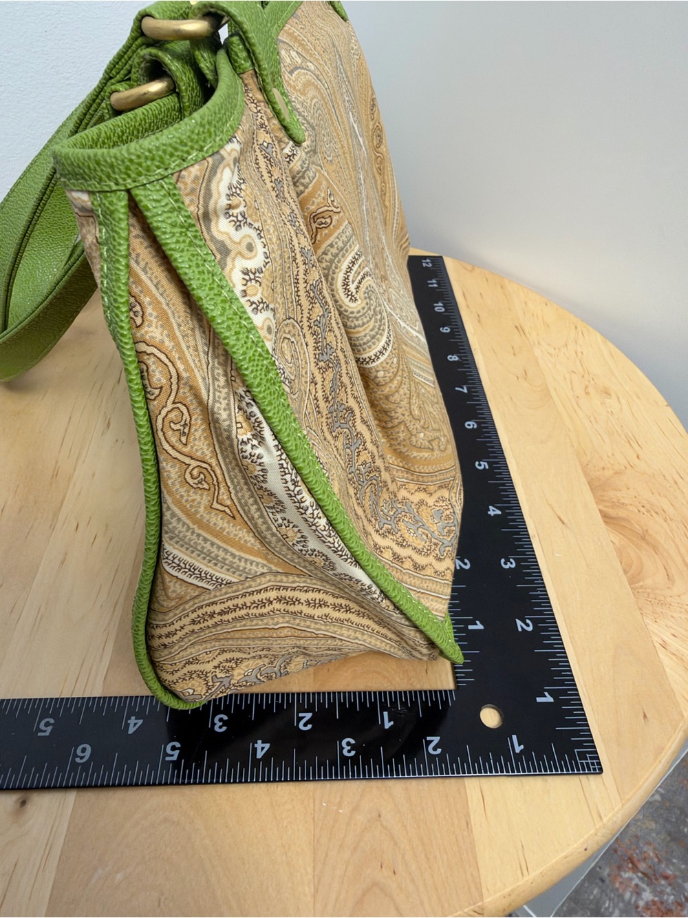Etro Beige Paisley Bag with Green Trim and Handles - Picture 8 of 8